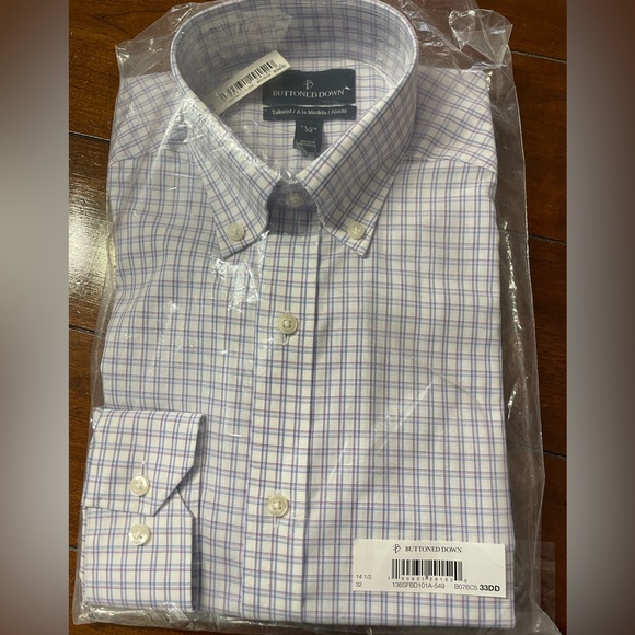Buttoned Down Men's Tailored Fit Button Collar Pattern Dress Shirt. NBW - Picture 3 of 5